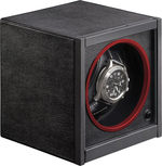 WATCH WINDERS RDI Charles Kaeser HORIZON ROUGE minimalist black & red accent leather-clad, glass door, single watch winder