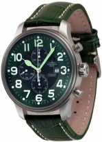 ZENO-WATCH BASEL Giant Pilot Chronograph Date Green Ref. 10557TVD-a8 - Valjoux 7750 cal. - Limited to 100
