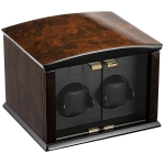 WATCH WINDERS Elma motion Corona 2 BURL & GLASS display doors cabinet for 2 automatic watches