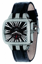 GIO MONACO Hollywood Diamonds Ref. 223 - diamond set luxurious timepiece, polished stainless steel, ETA 980.163 quartz caliber