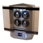 WATCH WINDERS Rapport London Est. 1898 W310 - Templa Silver for 4 automatic watches, smoked glass sliding doors, LED display