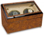 WATCH WINDERS Rapport London Est. 1898 W232-Optima Walnut Burr Duo watch winder, glass top, beige interior