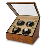 WATCH WINDERS Rapport London Est. 1898 W234 - Optima Walnut Burr quad watch winder.