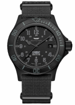 GLYCINE COMBAT SUB 42 Ref. GL0086 automatic, black dial & black bezel, black hi-tech pilot strap, 20ATM